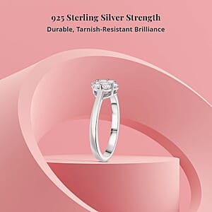 Luxuriant Lab Grown Diamond G-H SI 0.50 ctw Blossom Ring in Rhodium Over Sterling Silver (Size 5.0) 