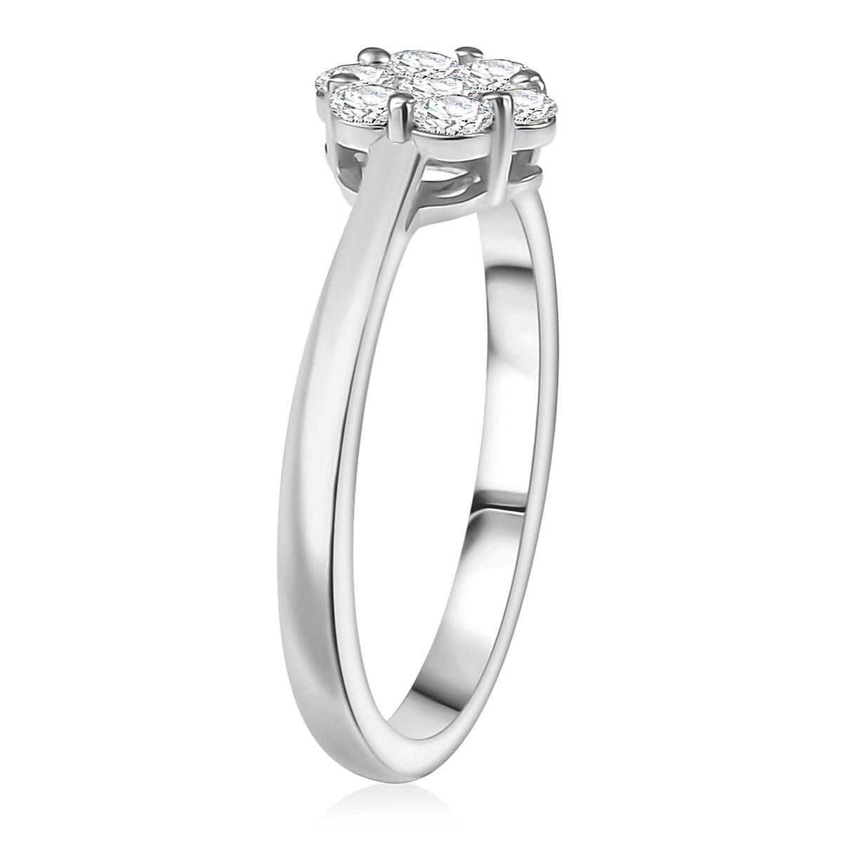 Luxuriant Lab Grown Diamond G-H SI 0.50 ctw Blossom Ring in Rhodium Over Sterling Silver (Size 5.0)  image number 3