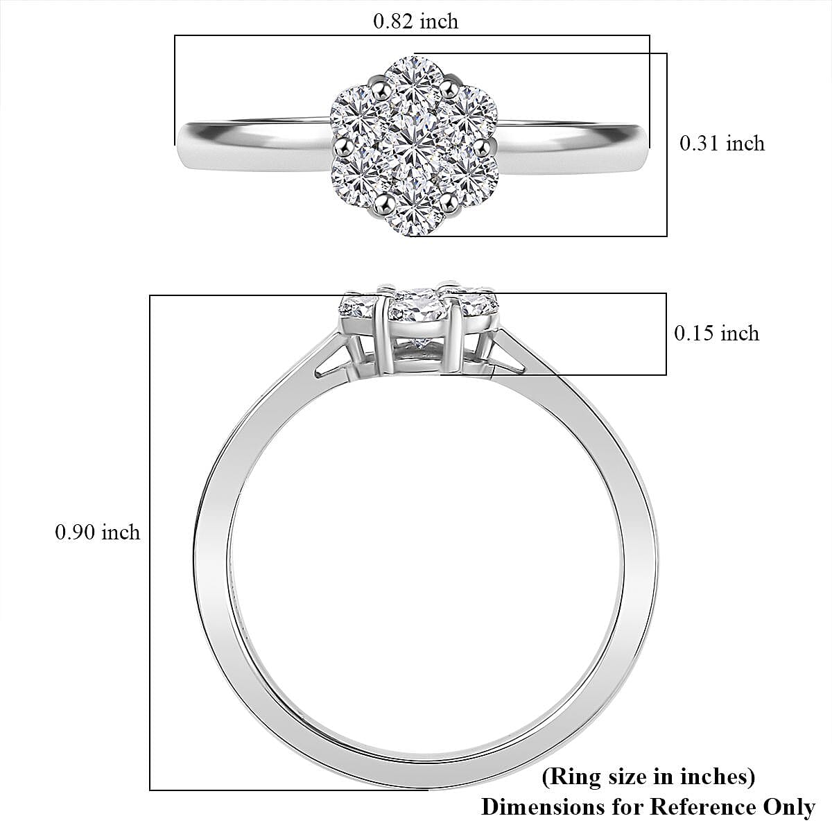 Luxuriant Lab Grown Diamond G-H SI 0.50 ctw Blossom Ring in Rhodium Over Sterling Silver (Size 5.0)  image number 5