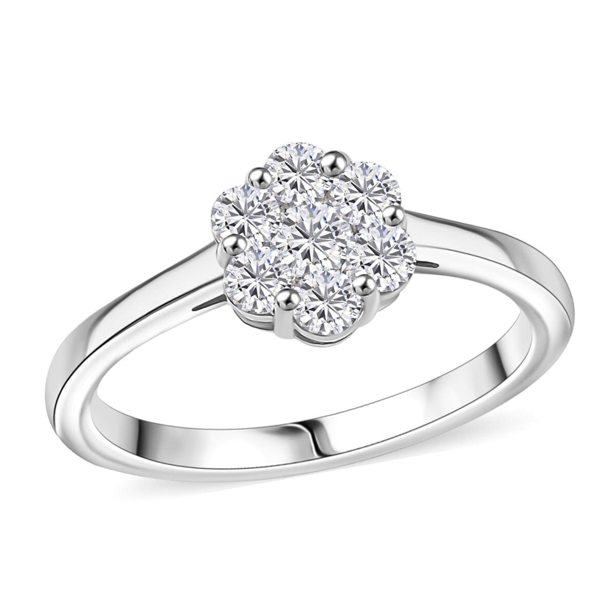 Luxuriant Lab Grown Diamond G-H SI 0.50 ctw Ring in Rhodium Over Sterling Silver image number 0