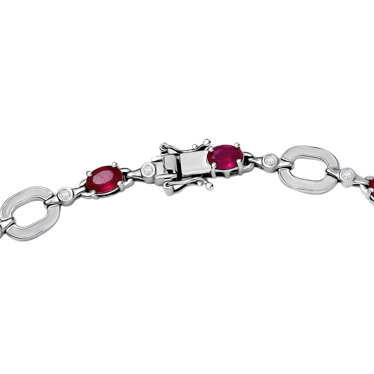 D'Joy Niassa Ruby (FF) and Moissanite 30.50 ctw Necklace 18 Inches in Rhodium Over Sterling Silver image number 4
