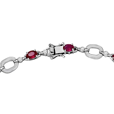 D'Joy Niassa Ruby (FF) and Moissanite 30.50 ctw Crimson Radiance Necklace 18 Inches in Rhodium Over Sterling Silver
