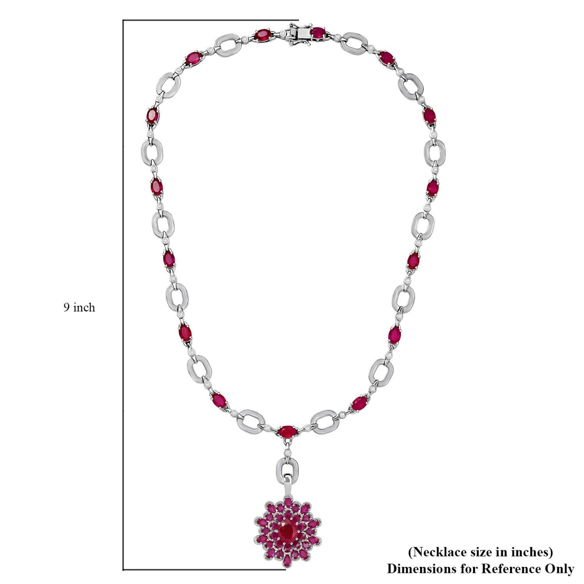 D'Joy Niassa Ruby (FF) and Moissanite 30.50 ctw Necklace 18 Inches in Rhodium Over Sterling Silver image number 5