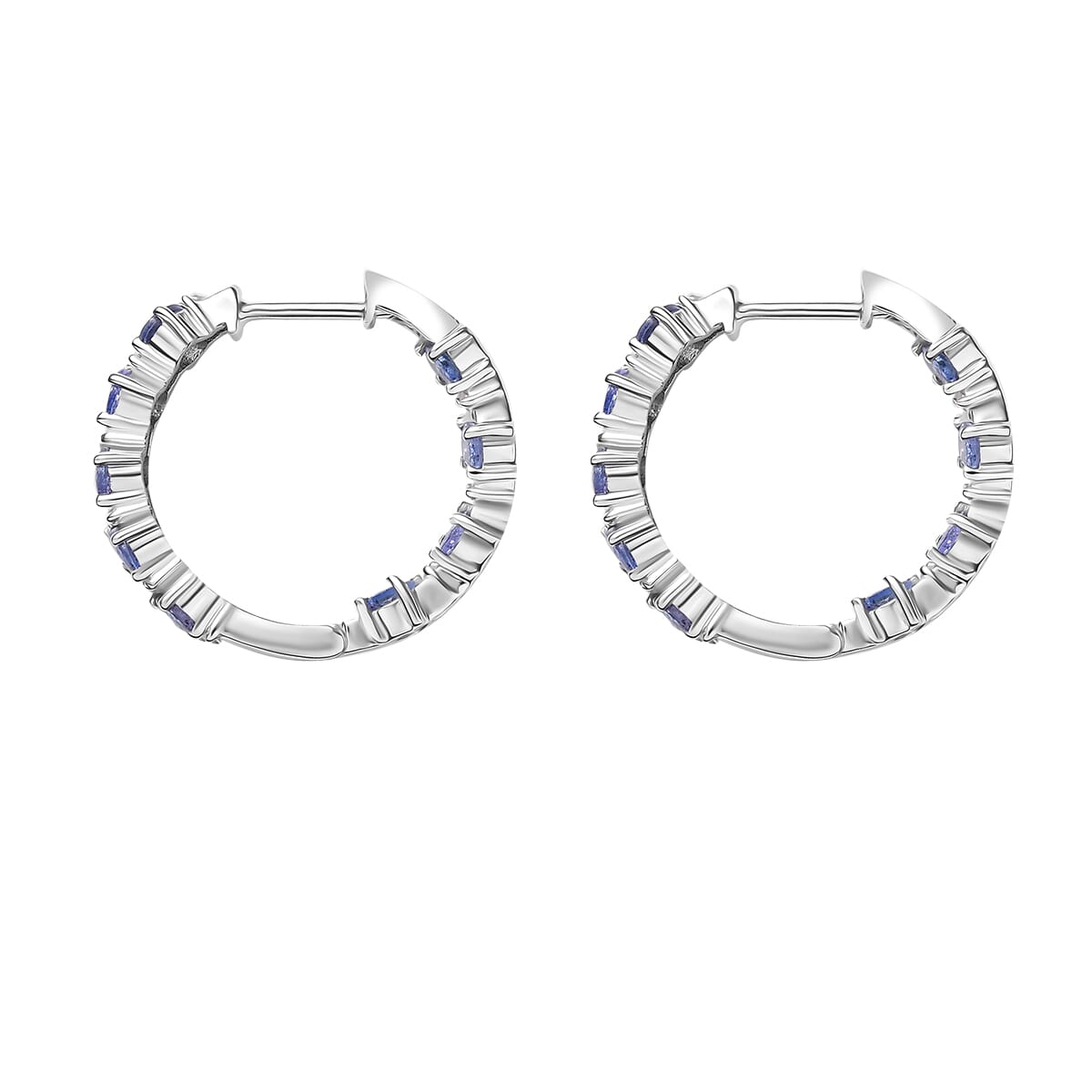 D’Joy Tanzanite and Moissanite 3.20 ctw Floral Vines Hoop Earrings in Rhodium Over Sterling Silver image number 3