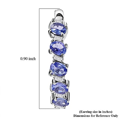 D'Joy Tanzanite and Moissanite 3.20 ctw Floral Vines Hoop Earrings in Rhodium Over Sterling Silver