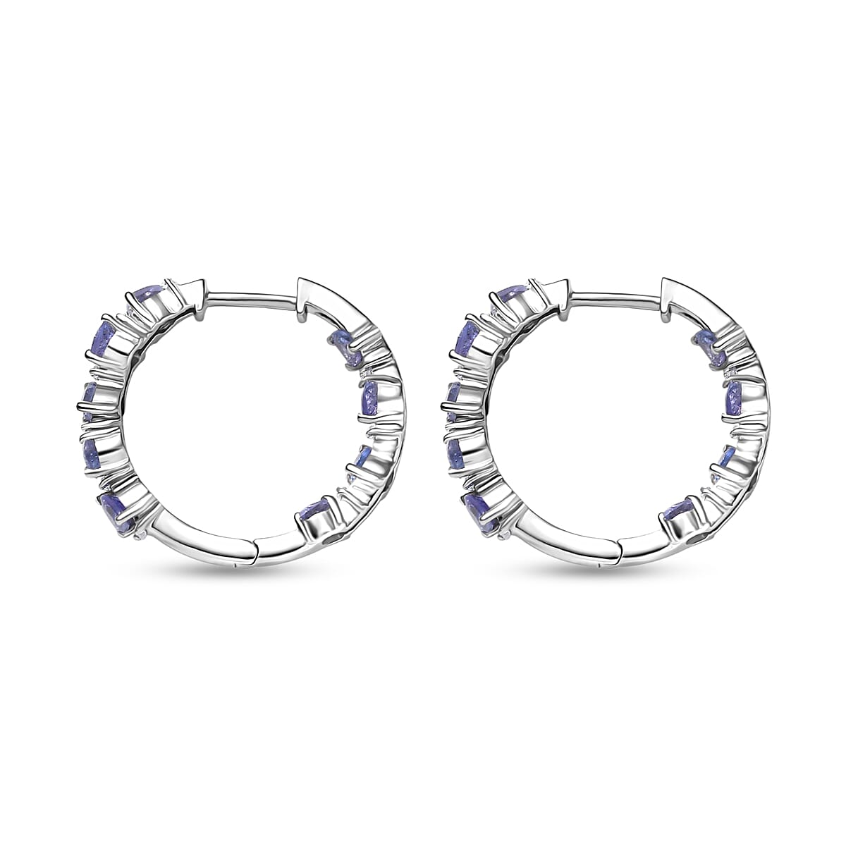 D'Joy Tanzanite and Moissanite 4.00 ctw Floral Vines Hoop Earrings in Rhodium Over Sterling Silver image number 3