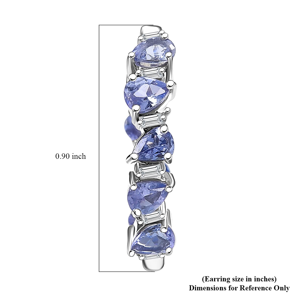 D'Joy Tanzanite and Moissanite 4.00 ctw Floral Vines Hoop Earrings in Rhodium Over Sterling Silver image number 4