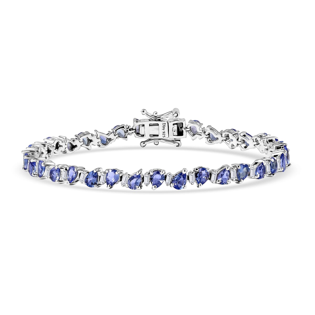 D’Joy Tanzanite and Moissanite 5.35 ctw Floral Vines Bracelet in Rhodium Over Sterling Silver (6.50 In) image number 0