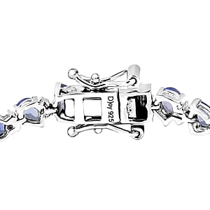 D'Joy Tanzanite and Moissanite 7.10 ctw Floral Vines Bracelet in Rhodium Over Sterling Silver (6.50 In)