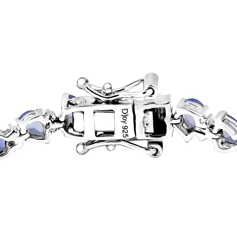 D'Joy Tanzanite and Moissanite 7.10 ctw Floral Vines Bracelet in Rhodium Over Sterling Silver (6.50 In)