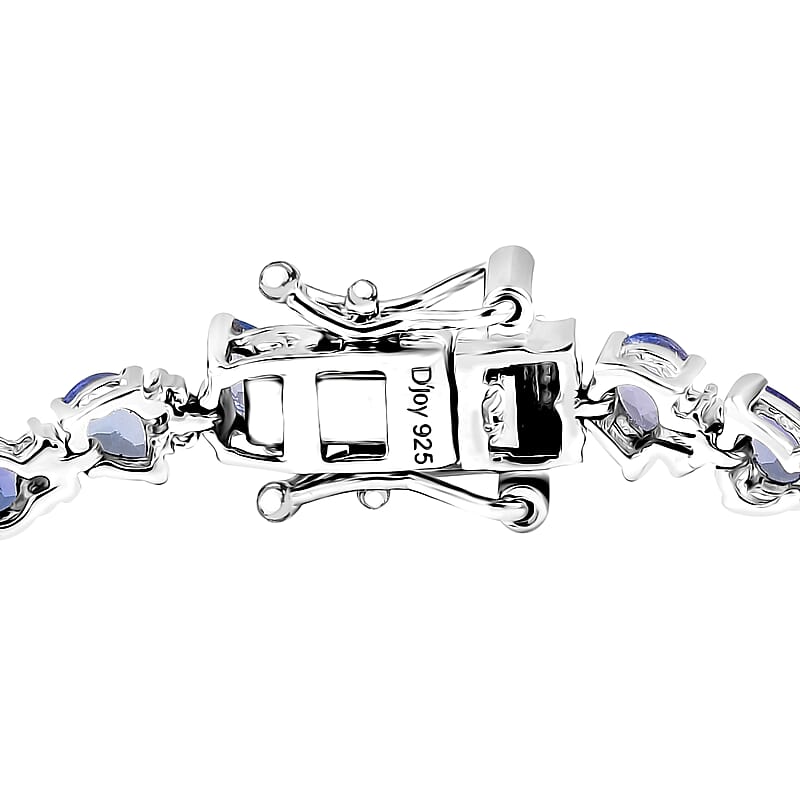 D'Joy Tanzanite and Moissanite 7.10 ctw Floral Vines Bracelet in Rhodium Over Sterling Silver (6.50 In)