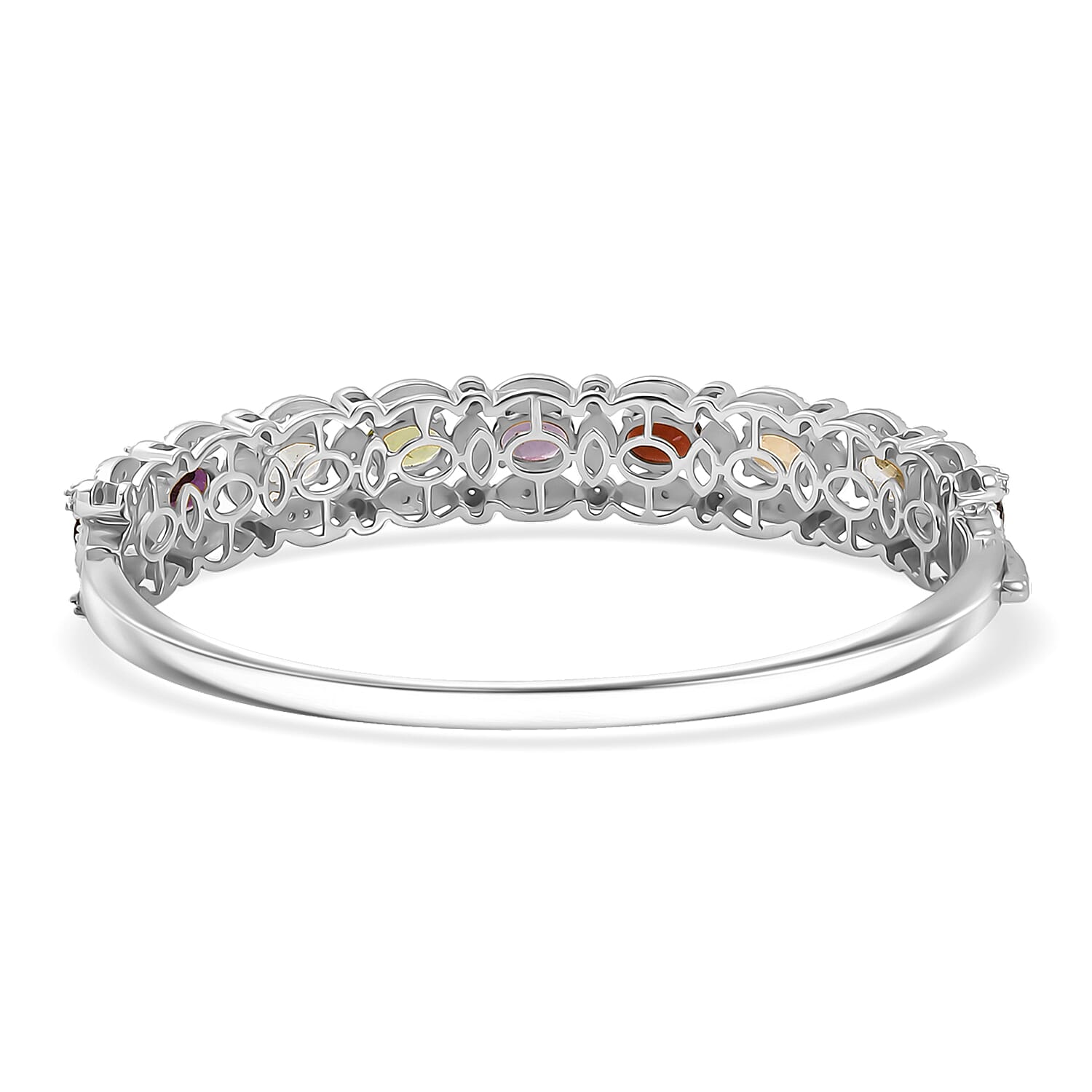EverTrue Multi Gemstone 8.70 ctw Bangle Bracelet in Platinum Bond (7.25 In)