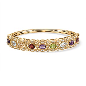 EverTrue Multi Gemstone 8.70 ctw Bangle Bracelet in 18K YG Plated (7.25 In) 