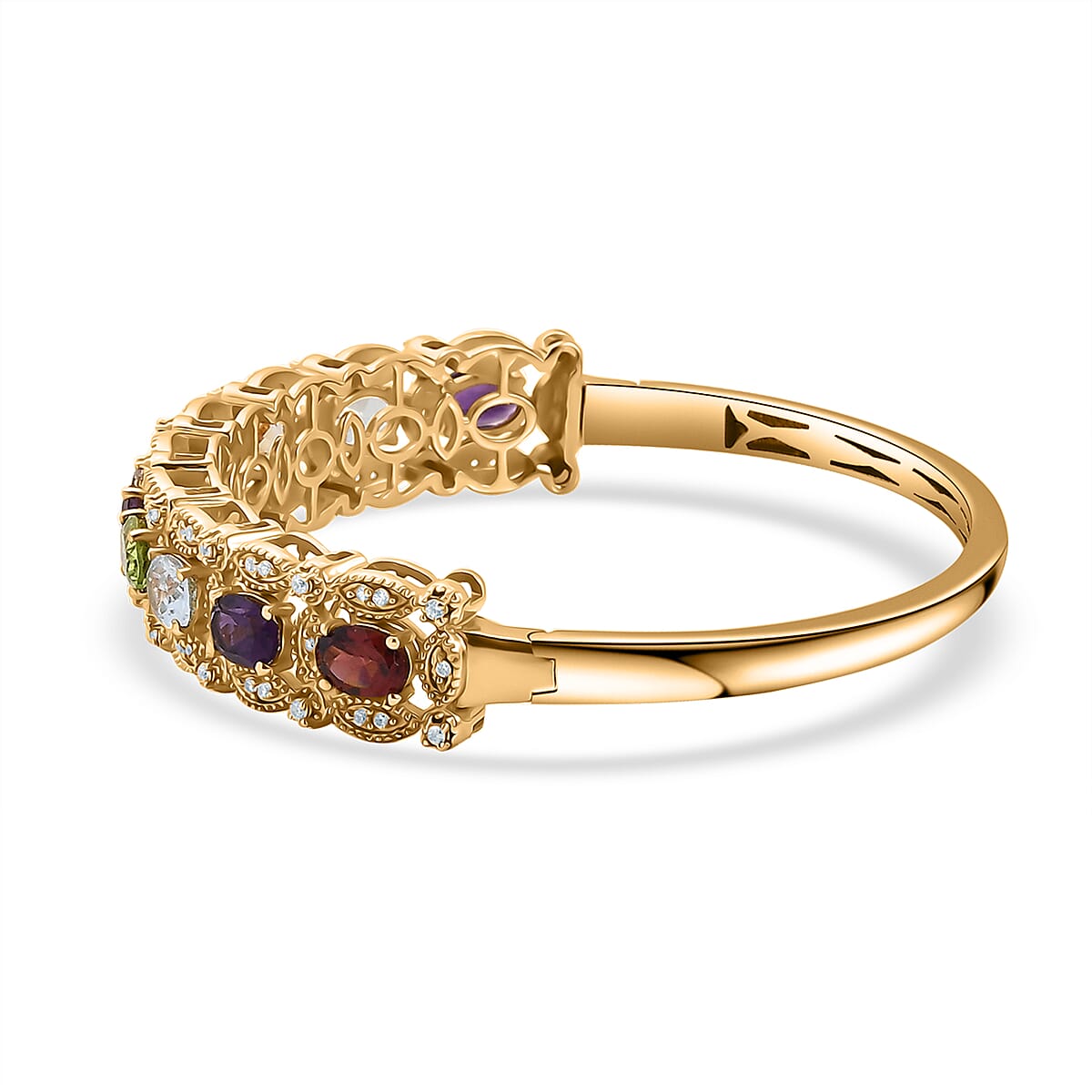 EverTrue Multi Gemstone 8.70 ctw Bangle Bracelet in 18K YG Plated (7.25 In)  image number 3