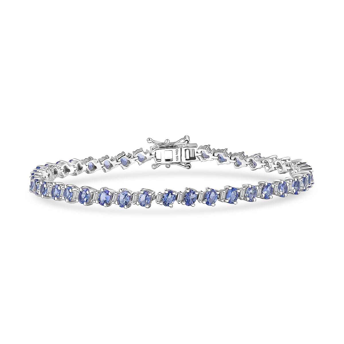 D'Joy Tanzanite and Moissanite 7.70 ctw Floral Vines Bracelet in Rhodium Over Sterling Silver (7.25 In) image number 0