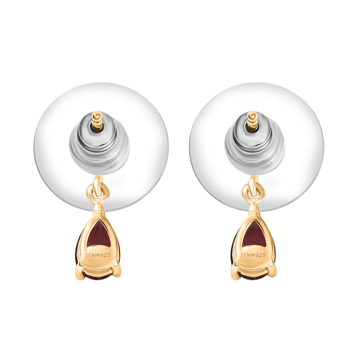 D'Joy Tanzanian Wine Garnet and Moissanite 1.15 ctw Floral Drop Earrings in 18K Vermeil Yellow Gold Over Sterling Silver image number 4