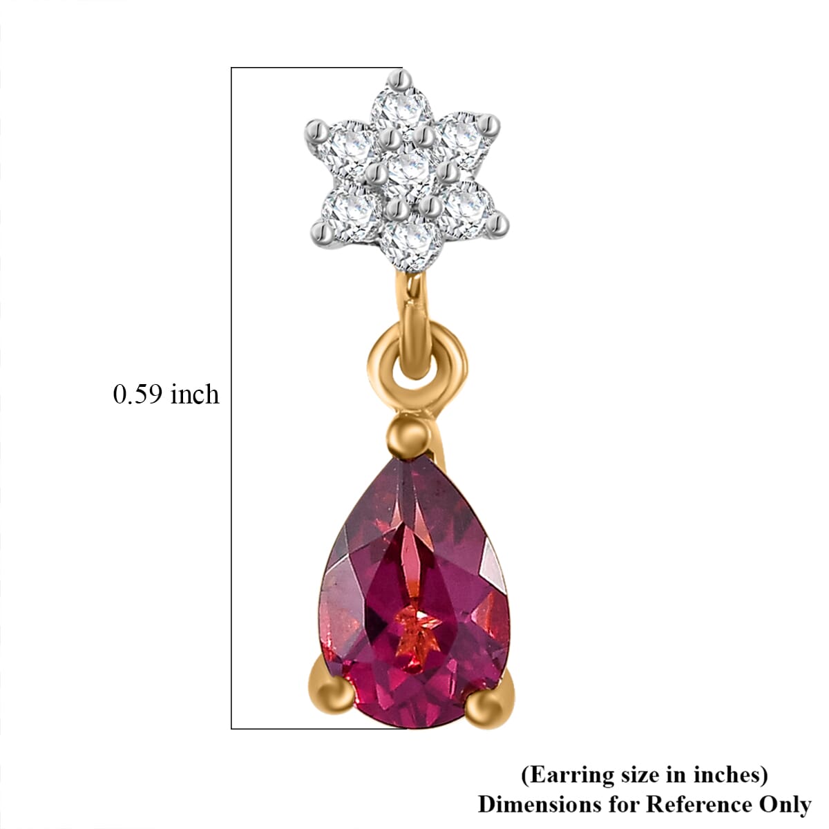 D'Joy Tanzanian Wine Garnet and Moissanite 1.15 ctw Floral Drop Earrings in 18K Vermeil Yellow Gold Over Sterling Silver image number 5
