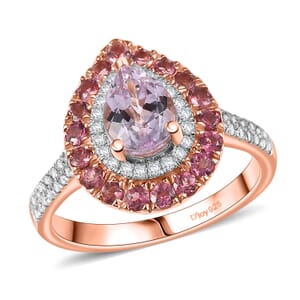 D'Joy Premium Martha Rocha Kunzite and Multi Gemstone 2.60 ctw Blushing Flora Ring in 18K Vermeil Rose Gold Over Sterling Silver (Size 10.0)
