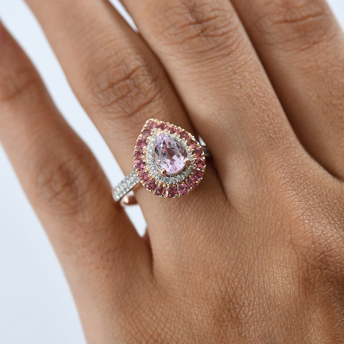 D'Joy Premium Martha Rocha Kunzite and Multi Gemstone 2.60 ctw Blushing Flora Ring in 18K Vermeil Rose Gold Over Sterling Silver (Size 10.0) image number 2