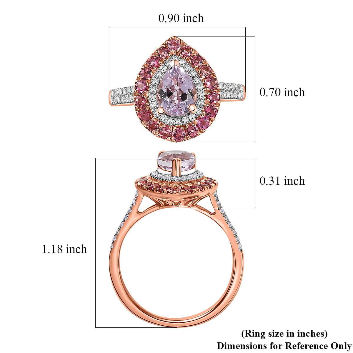 D'Joy Premium Martha Rocha Kunzite and Multi Gemstone 2.60 ctw Blushing Flora Ring in 18K Vermeil Rose Gold Over Sterling Silver (Size 10.0)