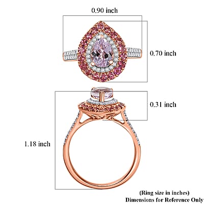 D'Joy Premium Martha Rocha Kunzite and Multi Gemstone 2.60 ctw Blushing Flora Ring in 18K Vermeil Rose Gold Over Sterling Silver (Size 10.0)