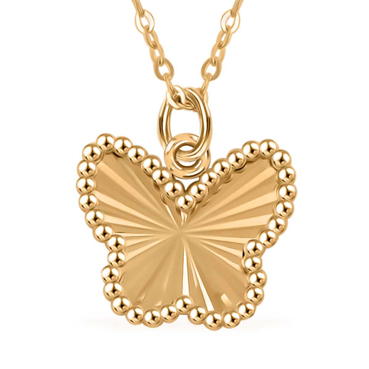 Italian 10K Yellow Gold Diamond-Cut Butterfly Necklace 18-20 Inches 1.40 Grams image number 0
