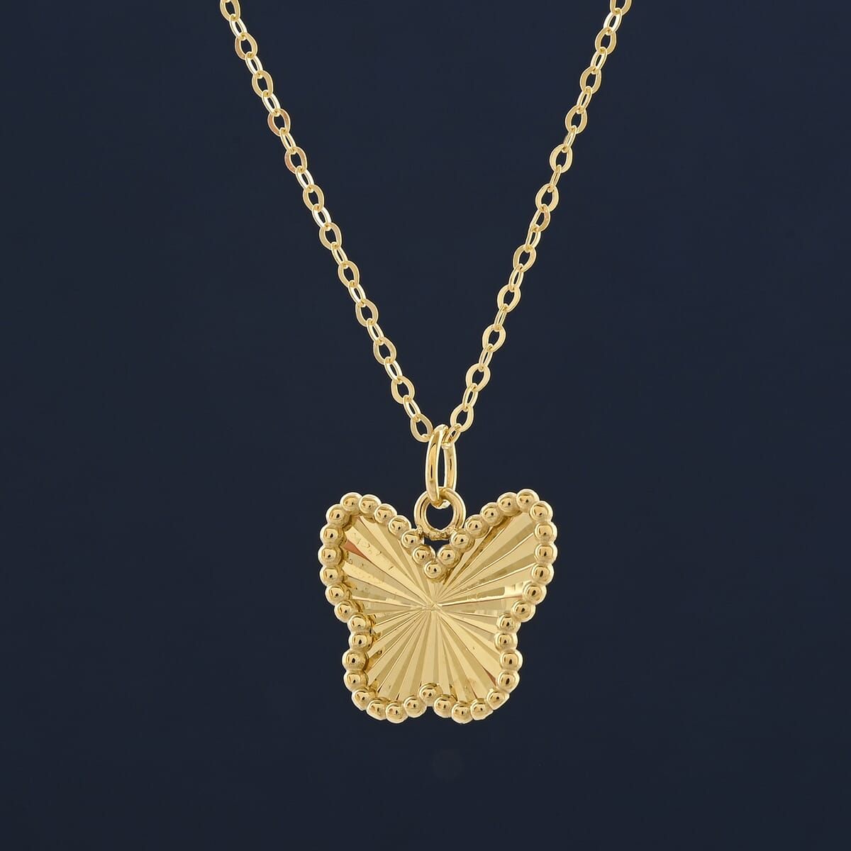 Italian 10K Yellow Gold Diamond-Cut Butterfly Necklace 18-20 Inches 1.40 Grams image number 1