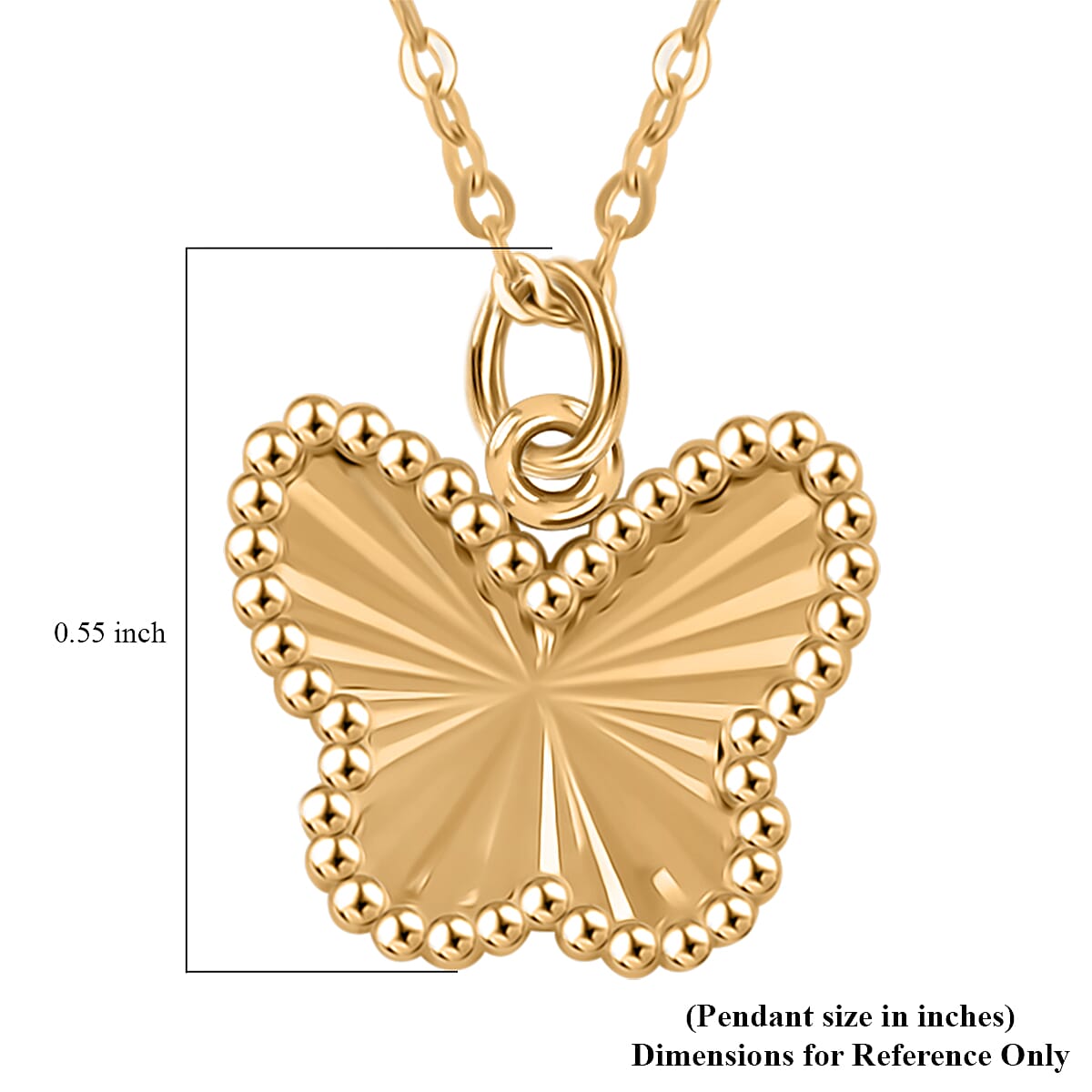 Italian Diamond-Cut Butterfly Pendant Necklace in 10K Yellow Gold 18-20 Inches 1.40 Grams