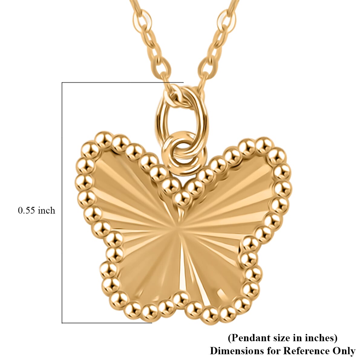 Italian 10K Yellow Gold Diamond-Cut Butterfly Necklace 18-20 Inches 1.40 Grams image number 5