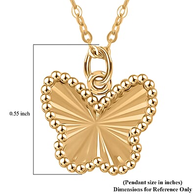 Italian Diamond-Cut Butterfly Pendant Necklace in 10K Yellow Gold 18-20 Inches 1.40 Grams
