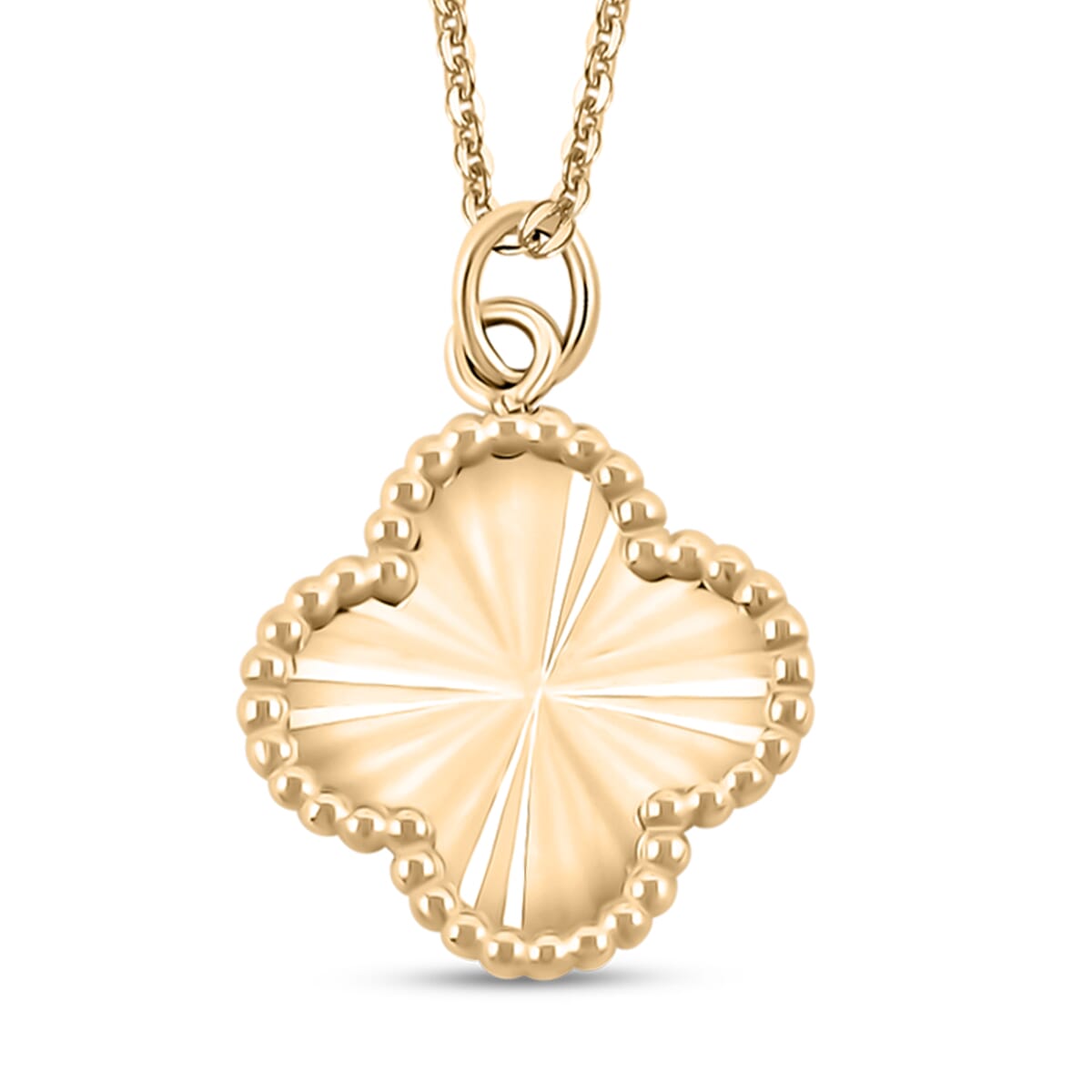 Italian 10K Yellow Gold Diamond-Cut Clover Pendant Necklace 18-20 Inches 1.4 Grams image number 0