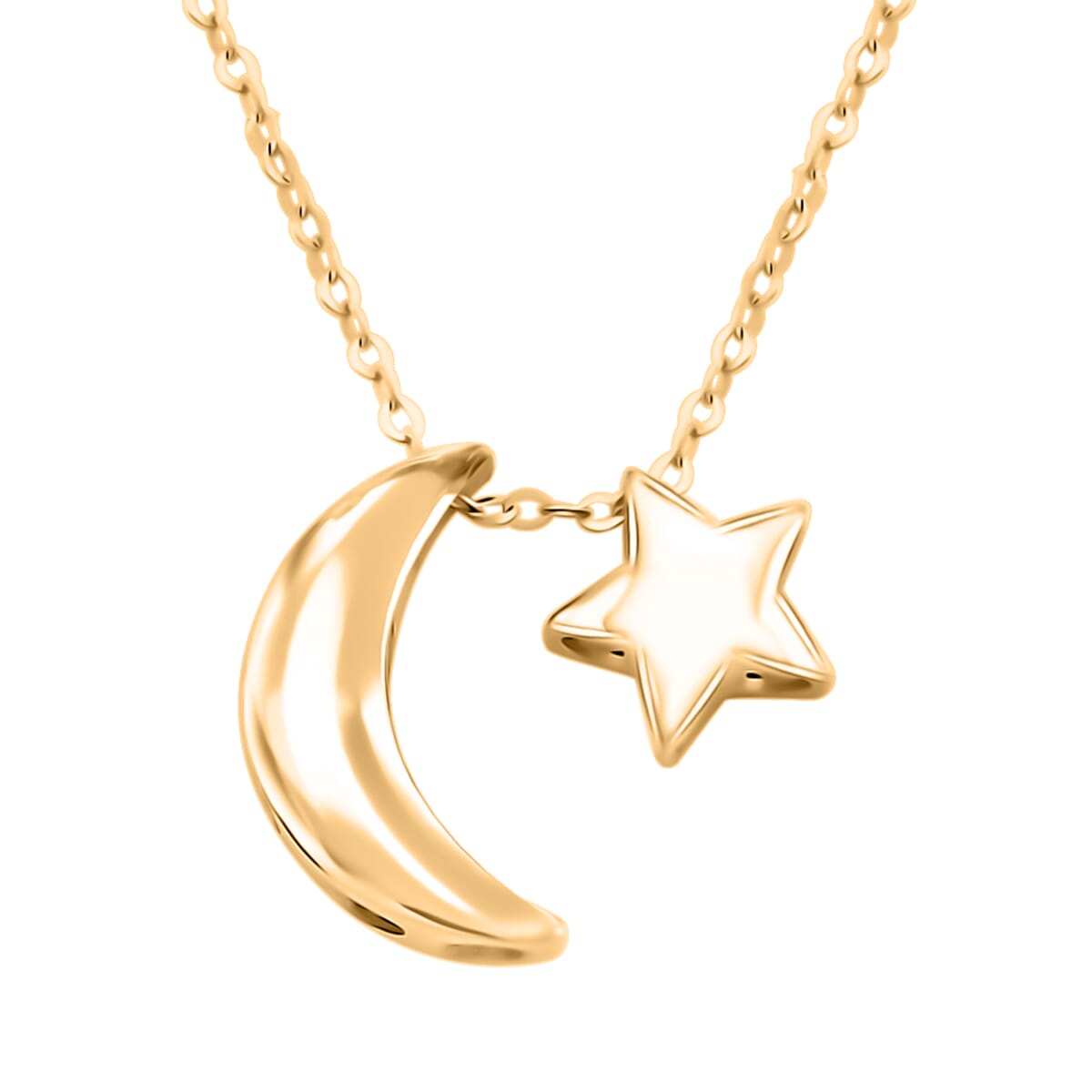Italian 10K Yellow Gold Moon & Star Necklace 18-20 Inches 1.4 Grams image number 0