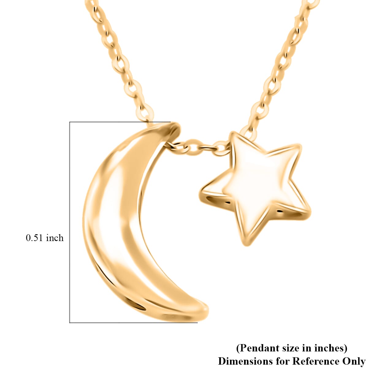 Italian 10K Yellow Gold Moon & Star Necklace 18-20 Inches 1.4 Grams image number 5