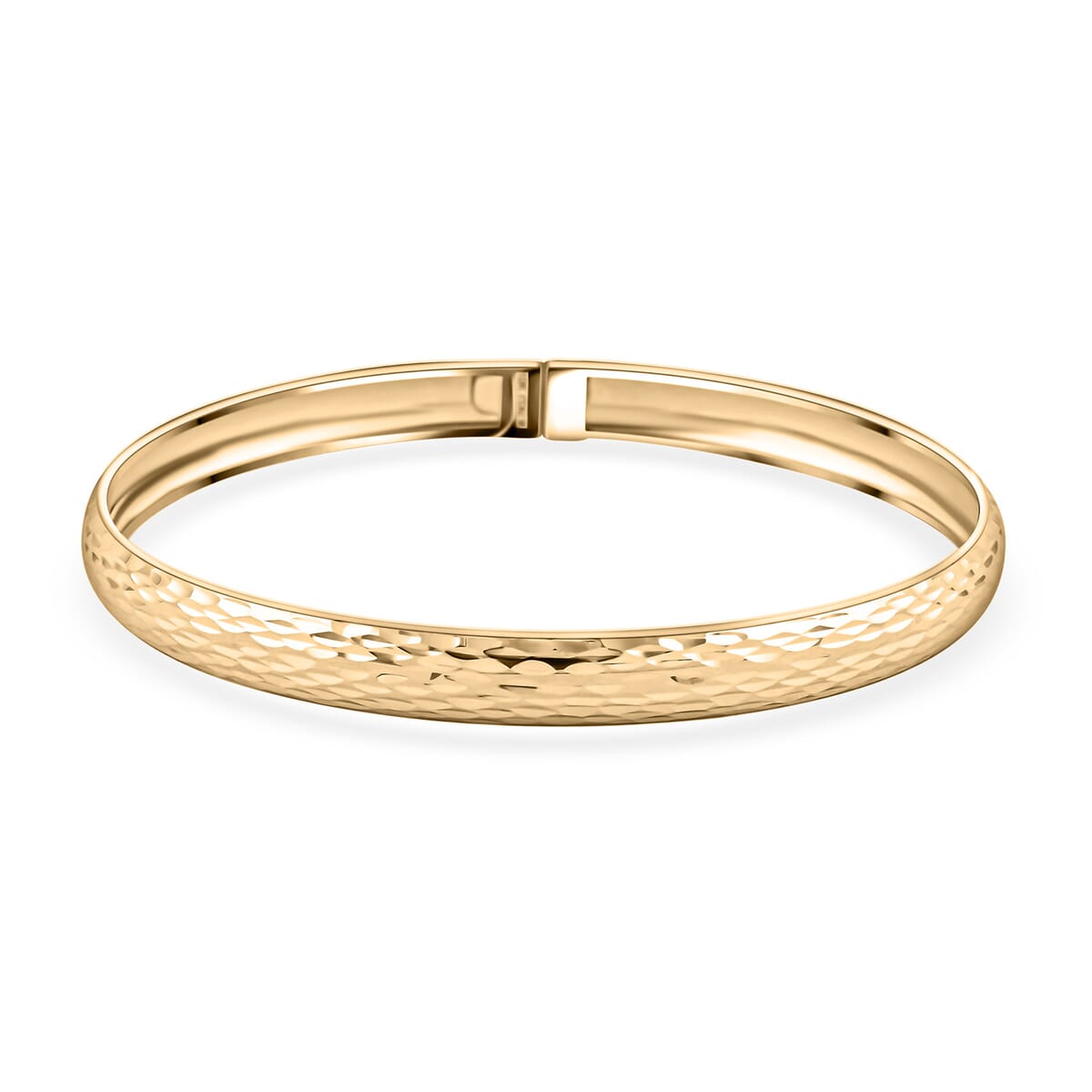 Italian 10K Yellow Gold Diamond-Cut Hinged Bangle Bracelet (7.25 In) 3.6 Grams image number 0