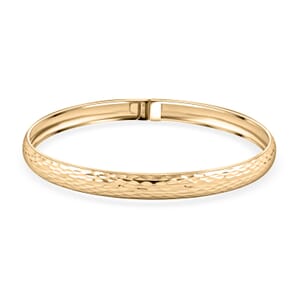 Italian 10K Yellow Gold Diamond-Cut Hinged Bangle Bracelet (7.25 In) 3.6 Grams