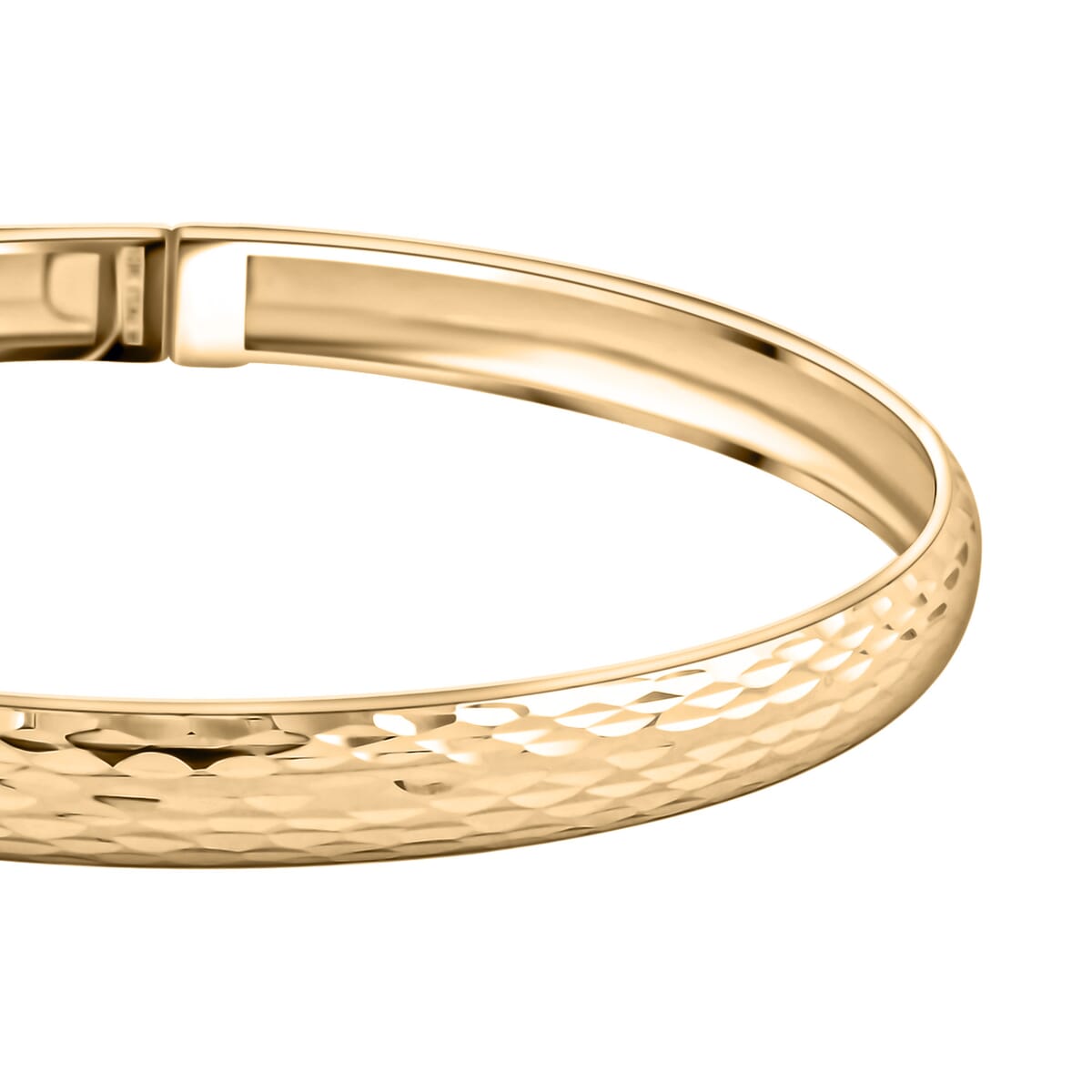 Italian 10K Yellow Gold Diamond-Cut Hinged Bangle Bracelet (7.25 In) 3.6 Grams image number 2