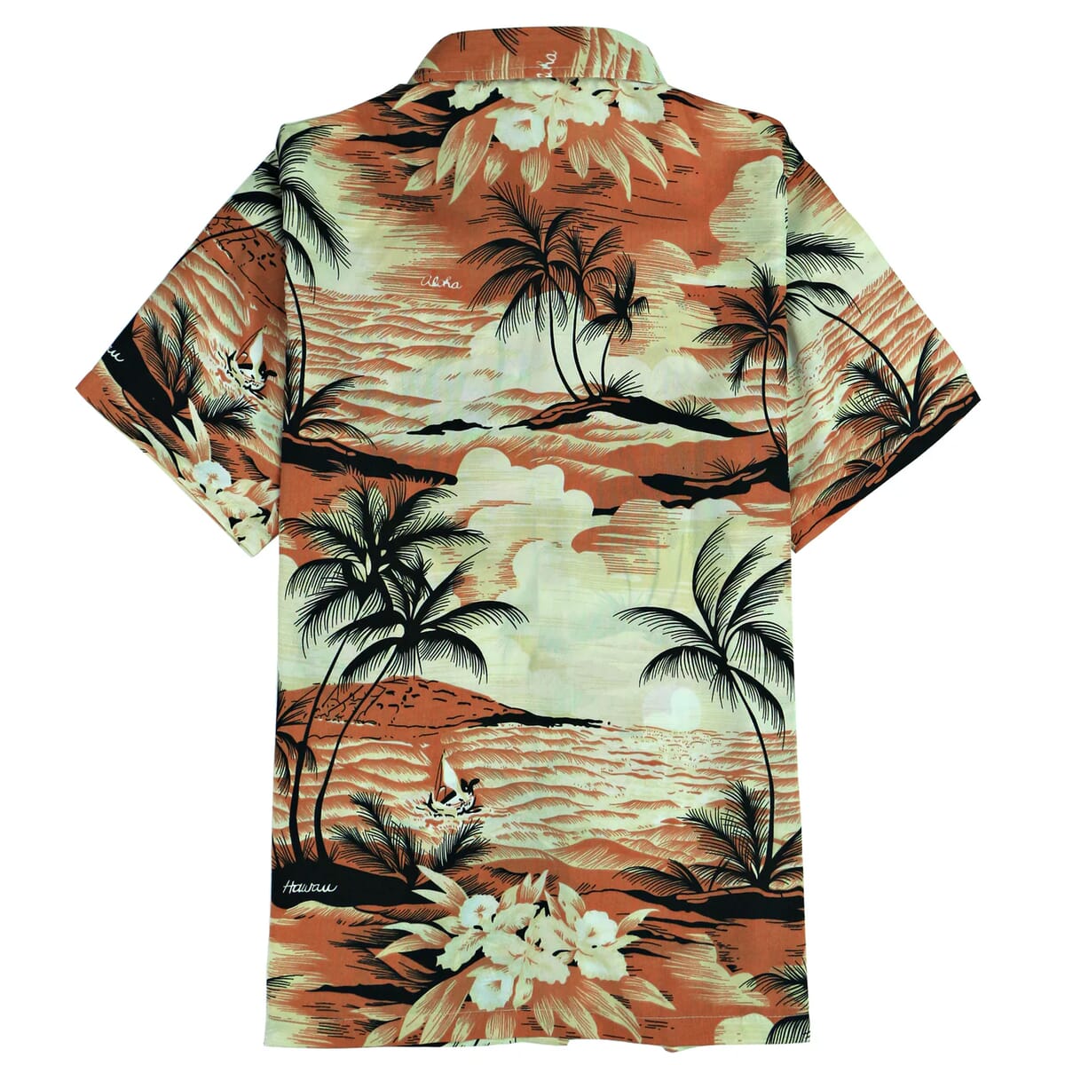 LeeHanton Men’s Orange Tropical Button-Up Short Sleeve Shirt - L image number 2