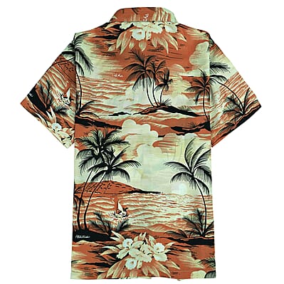 LeeHanton Men’s Orange Tropical Button-Up Short Sleeve Shirt - L