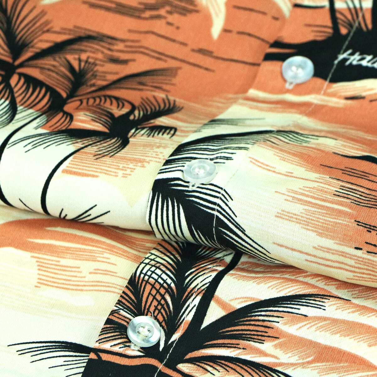 LeeHanton Men’s Orange Tropical Button-Up Short Sleeve Shirt - L image number 3