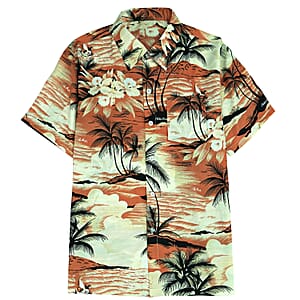 LeeHanton Men&rsquo;s Orange Tropical Button-Up Short Sleeve Shirt - XL