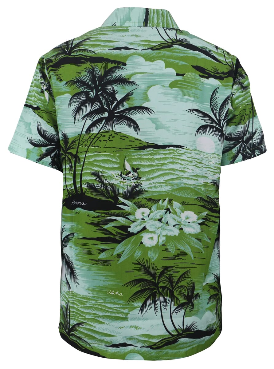 LeeHanton Men’s Green Tropical Button-Up Short Sleeve Shirt - M image number 2