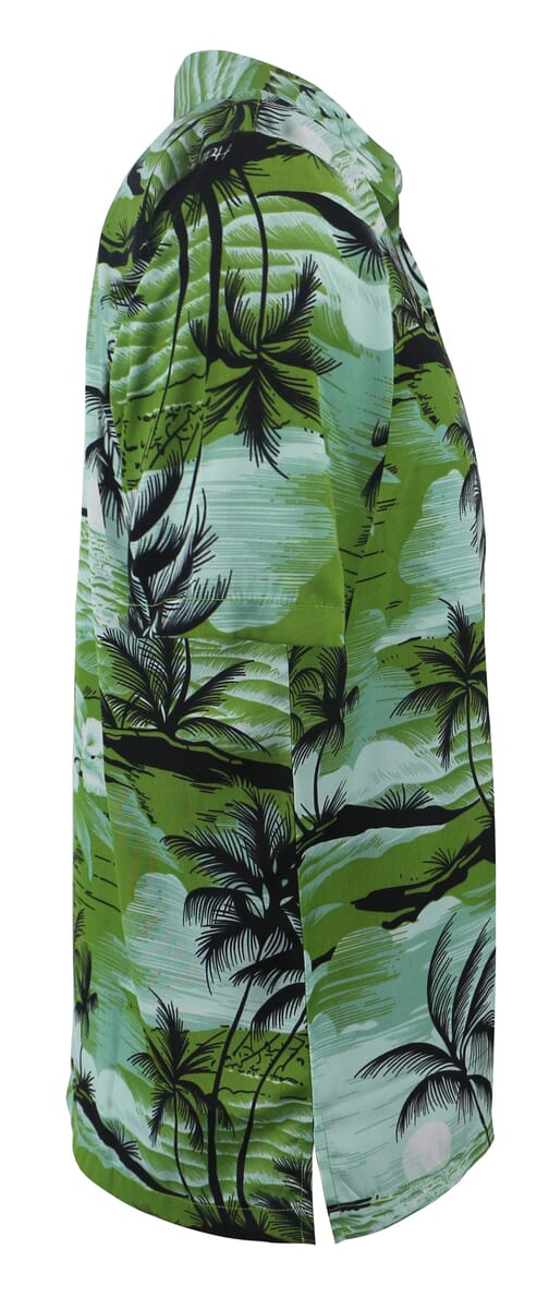 LeeHanton Men’s Green Tropical Button-Up Short Sleeve Shirt - M image number 3