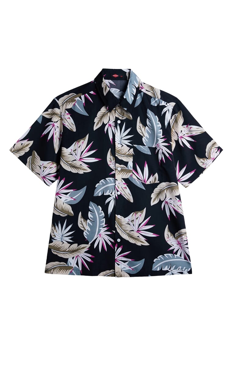 LeeHanton Men’s Black Palm Leaf Button-Up Short Sleeve Shirt - XL image number 1