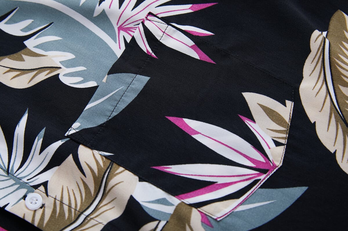 LeeHanton Men’s Black Palm Leaf Button-Up Short Sleeve Shirt - XL image number 5
