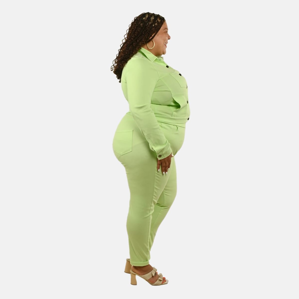 Comfort Oasis Paradise Green Knit Denim Jacket - XS image number 2