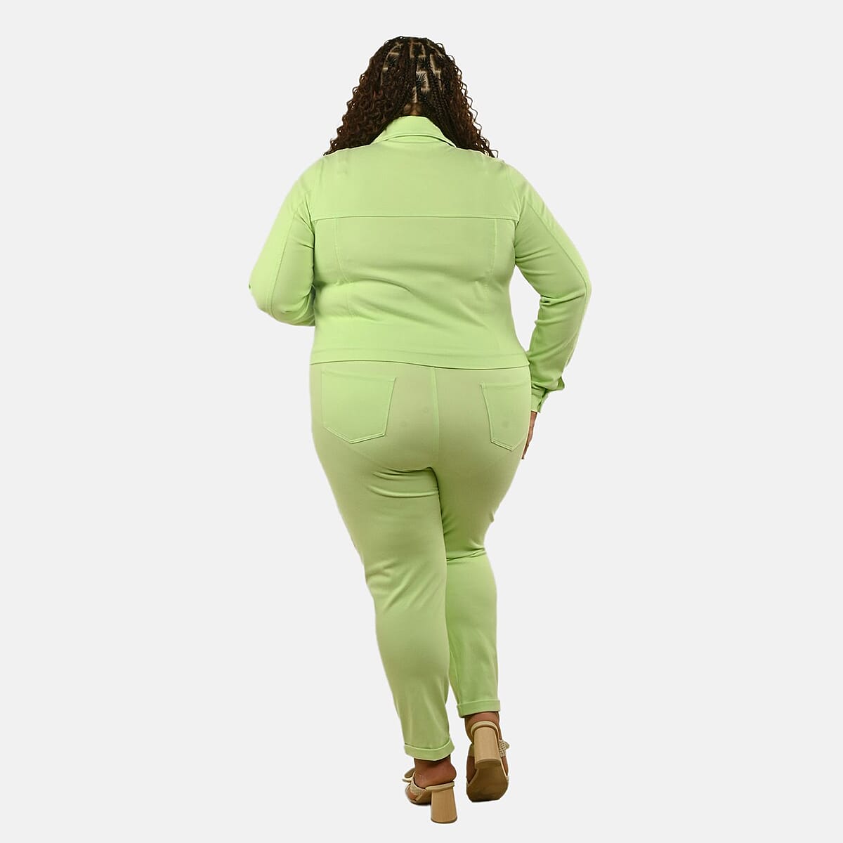 Comfort Oasis Paradise Green Cotton Blend Stretch Knit Jacket - L image number 1