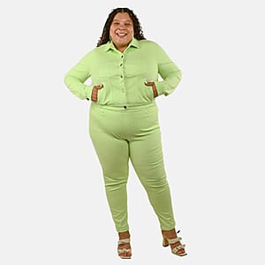 Comfort Oasis Paradise Green Cotton Blend Stretch Knit Jacket - 2X