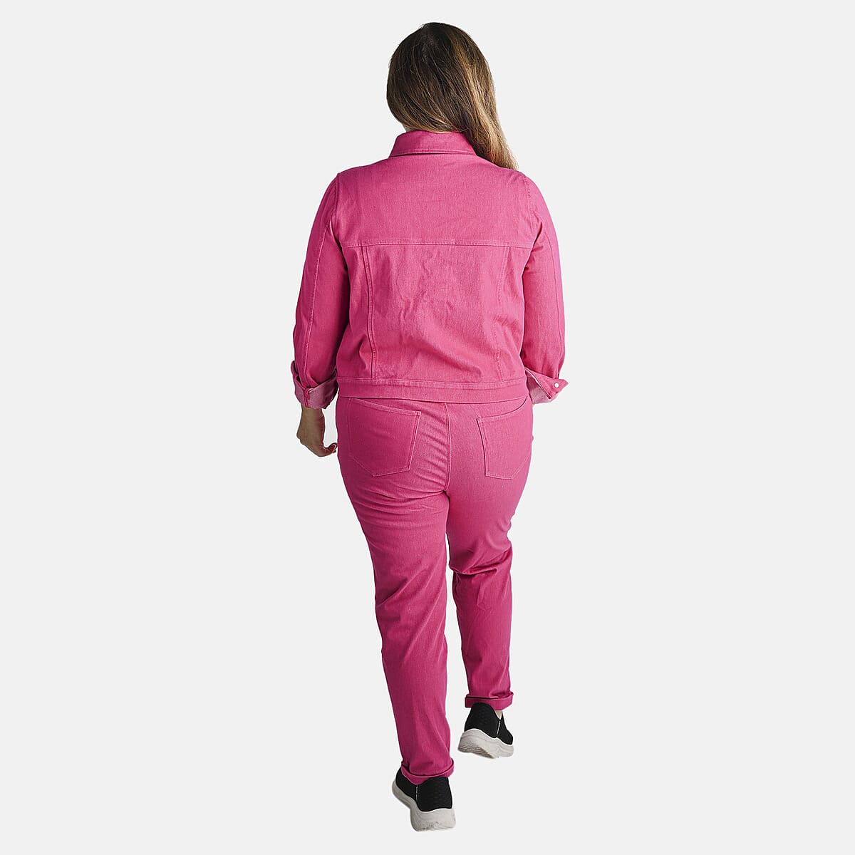 Comfort Oasis Beetroot Pink Cotton Blend Stretch Knit Jacket - L image number 1