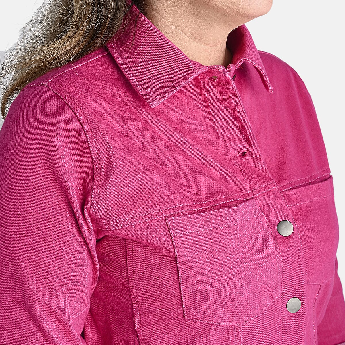 Comfort Oasis Beetroot Pink Cotton Blend Stretch Knit Jacket - L image number 4