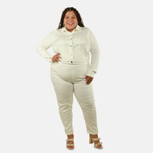 Comfort Oasis Coconut Milk Coconut Milk Knit Denim Jacket - L